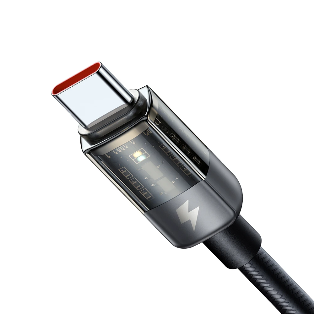 Mcdodo cable auto power off transparent usb-a to type-c 6a 100w 1.2m, black 3