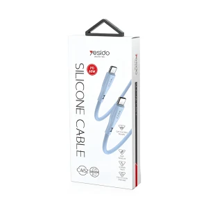 Yesido cable liquid silicone series type-c to type-c 60w 1m, blue  Thumbnail 3
