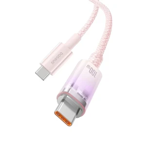 Baseus cable explorer smart temperature type-c to type-c 5a 100w 2m, baby pink Thumbnail 2