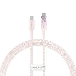 Baseus cable explorer smart temperature type-c to type-c 5a 100w 2м, baby pink