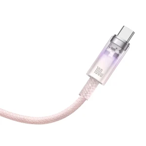 Baseus cable explorer smart temperature type-c to type-c 5a 100w 2m, baby pink Thumbnail 3