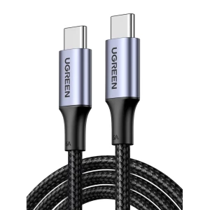 Ugreen кабель type-c 2.0 на type-c 2.0 5a 100w 1.5m алюминиевый оплетенный us316, черный Thumbnail 2