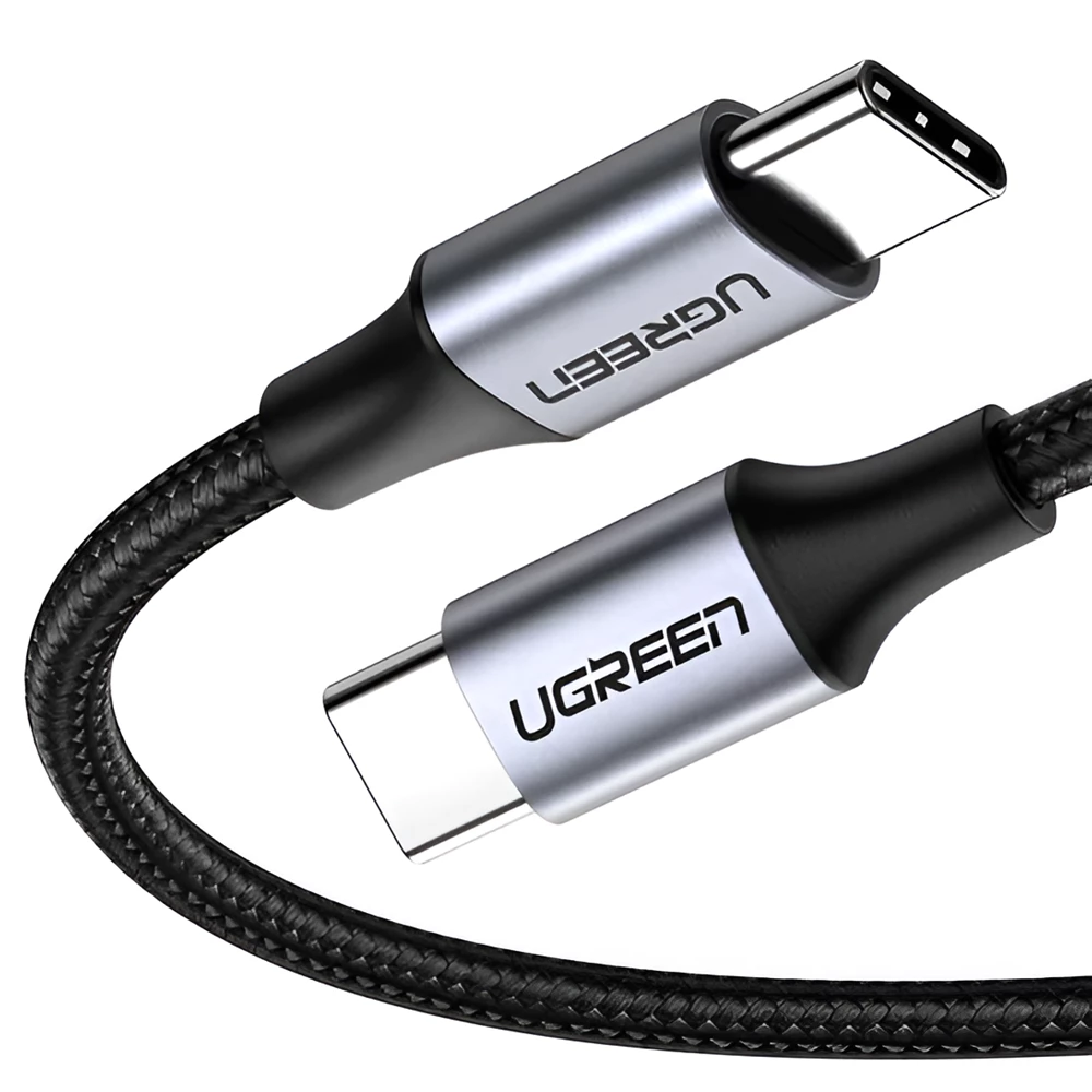 Ugreen кабель type-c 2.0 на type-c 2.0 5a 100w 1.5m алюминиевый оплетенный us316, черный 3