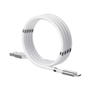 Кабель helmet usb - type-c с магнитным органайзером 2.1a 1м, белый