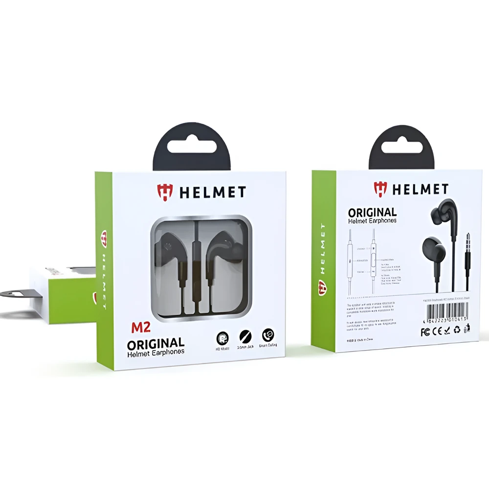 Helmet earphones 3.5mm with mic m2 series, black  2