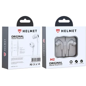 Helmet earphones 3.5mm with mic m2 series, white  Thumbnail 3