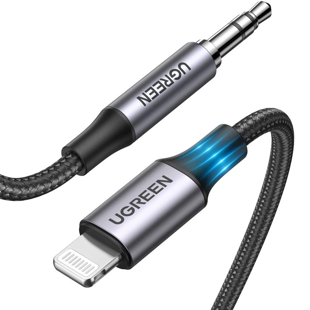 Ugreen aux кабель lightning - 3.5 мм 1 м mfi us315, черный 3