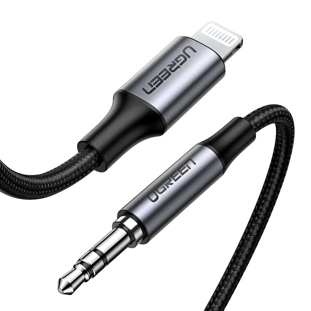 Ugreen aux кабель lightning - 3.5 мм 1 м mfi us315, черный 2