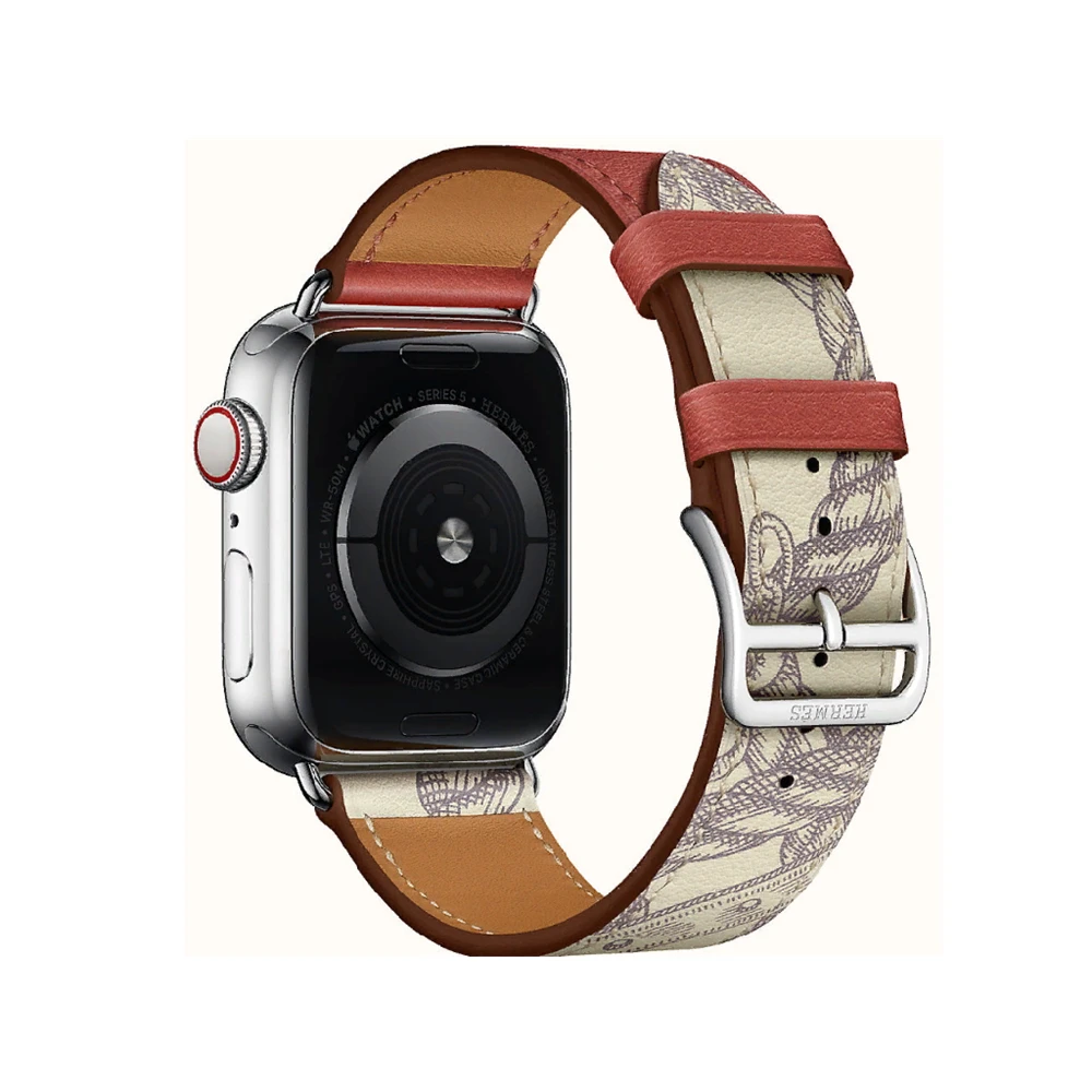 Vpg rhea series real leather iwatch strap 38/40/41mm brique 2
