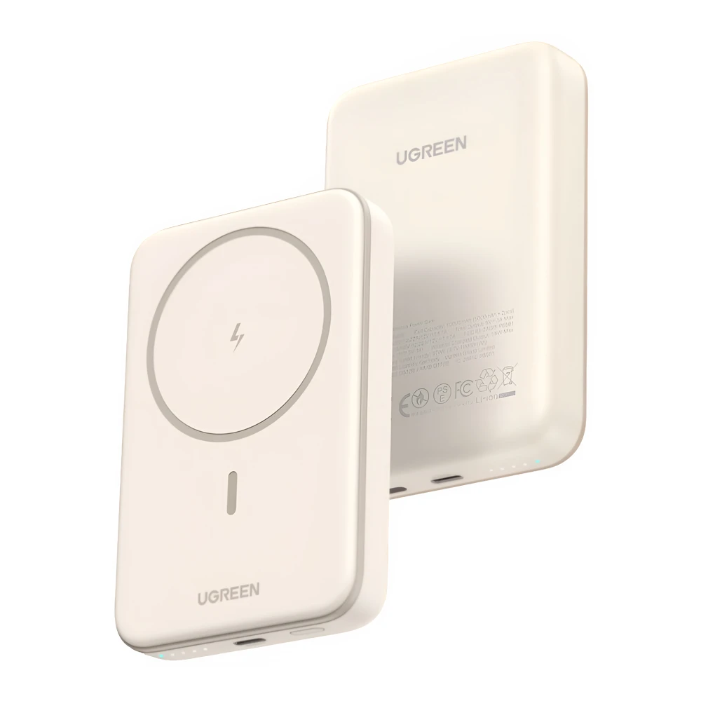 Ugreen power bank mini magnetic wireless qi 10000mah, 20w, бежевый 3
