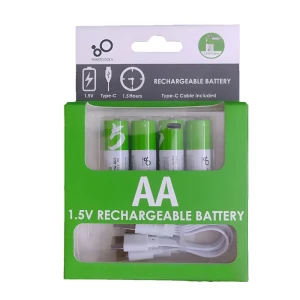 Перезаряжаемые li-ion аккумуляторы aa 1750mah usb-c, 4 шт. с кабелем 2в1 type-c Thumbnail 1