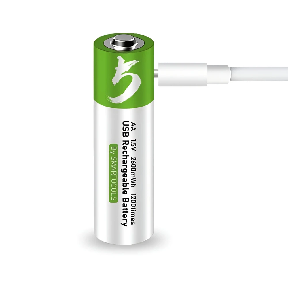 Rechargeable li-ion usb-c batteries aa 1750mah, 2pcs with 2in1 type-c cable 3