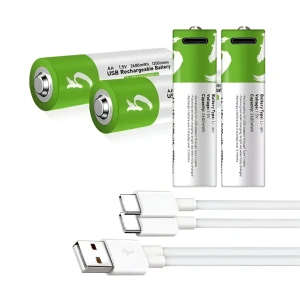 Rechargeable li-ion usb-c batteries aa 1750mah, 2pcs with 2in1 type-c cable Thumbnail 2