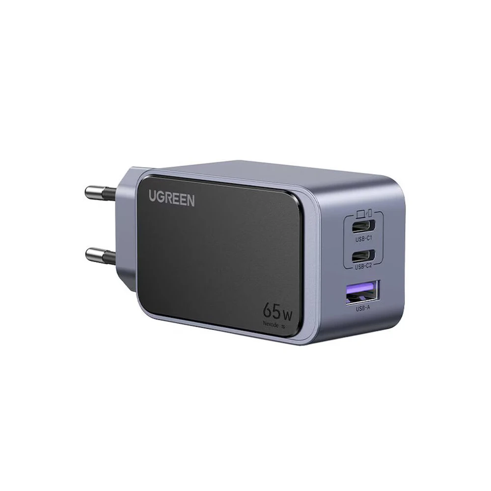 Ugreen nexode gan air mini зарядное устройство 2*type-c+usb-a 65w x553, черное 2