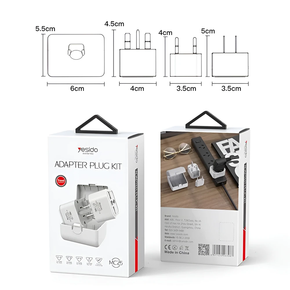 Yesido universal charger plug convertor mc25, white 3