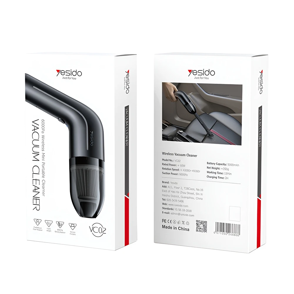 Yesido car vacuum cleaner 6000pa vc02, black 3