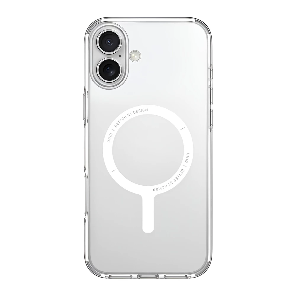 Uniq case for iphone 16 plus hybrid clario (eco) with magclick charging, clear 2