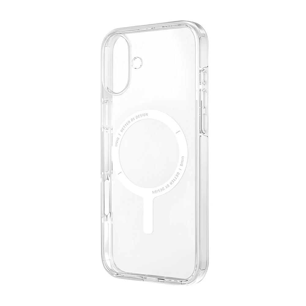 Uniq case for iphone 16 plus hybrid clario (eco) with magclick charging, clear 3