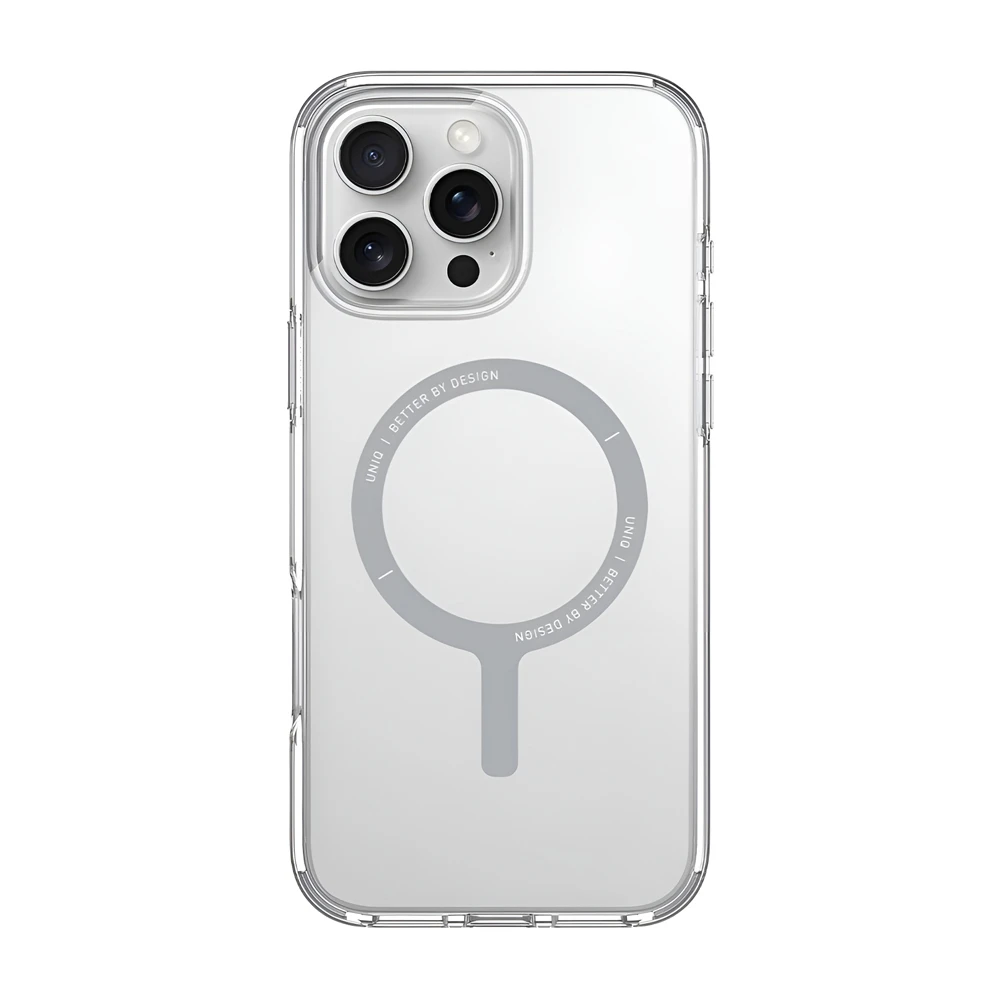 Uniq case для iphone 16 pro hybrid clario (eco) с magclick charging, прозрачный 2