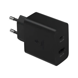 Сетевое зарядное устройство samsung 1xtype-c + 1xtype-a 35w super fast charging duo, черное