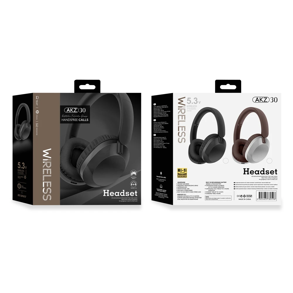 Musen wireless headphones over ear akz-30, black 2