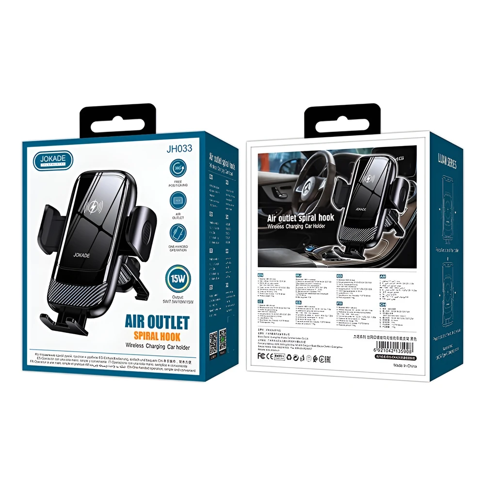 Jokade car holder air outlet wireless charging 15w jh033, black 3