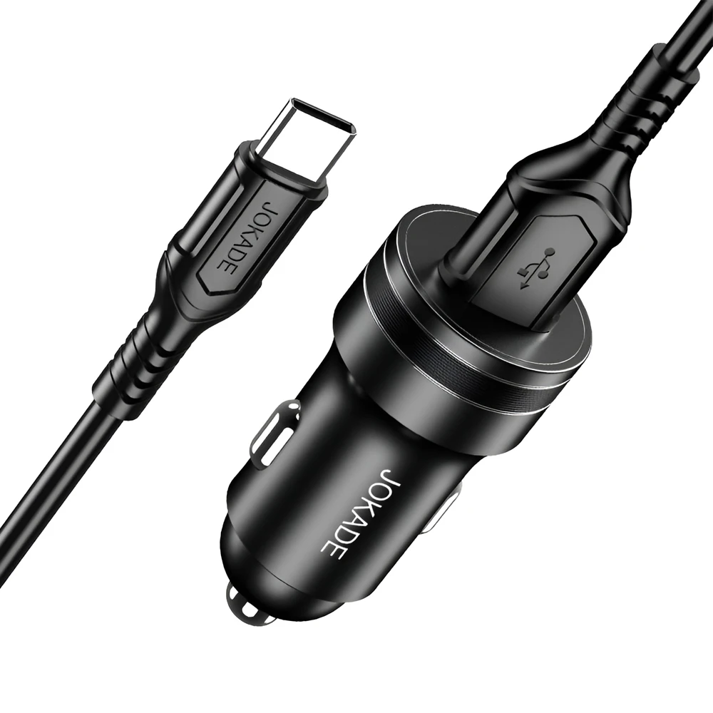 Автомобильное зарядное устройство jokade 1*usb-a с кабелем usb-a на type-c 18w jh040, черное 2