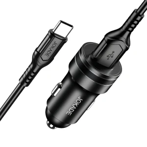 Автомобильное зарядное устройство jokade 1*usb-a с кабелем usb-a на type-c 18w jh040, черное Thumbnail 2