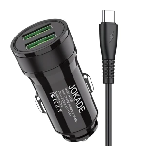 Jokade car charger 2*usb-a with cable usb-a to type-c 3.4a jh010, black