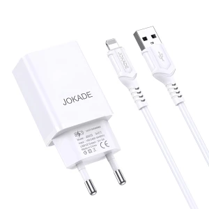 Jokade Wall Charger with Cable USB-A to Lightning Dual Port JB024 3A, White Thumbnail 2