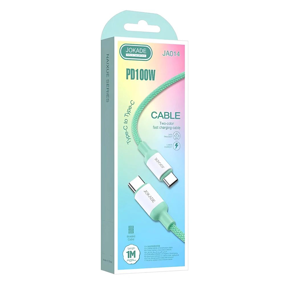 Jokade кабель type-c to type-c 5a 100w 1m ja014, зеленый 2