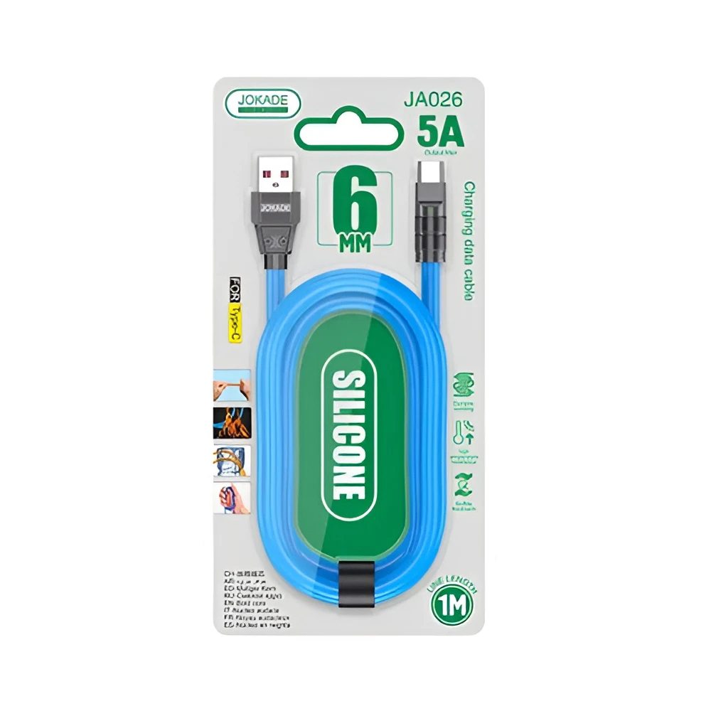 Кабель jokade usb-a to type-c 5a 1m ja026, синий 2