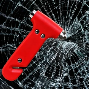 Car emergency safety escape hammer and seatbelt cutter 2 in 1, red Thumbnail 2