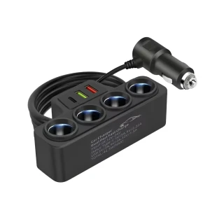 Car cigarette lighter adapter 4 sockets 120w, black
