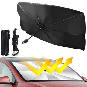 Compact car use umbrella sunshade for car 79x140cm, black Thumbnail 3