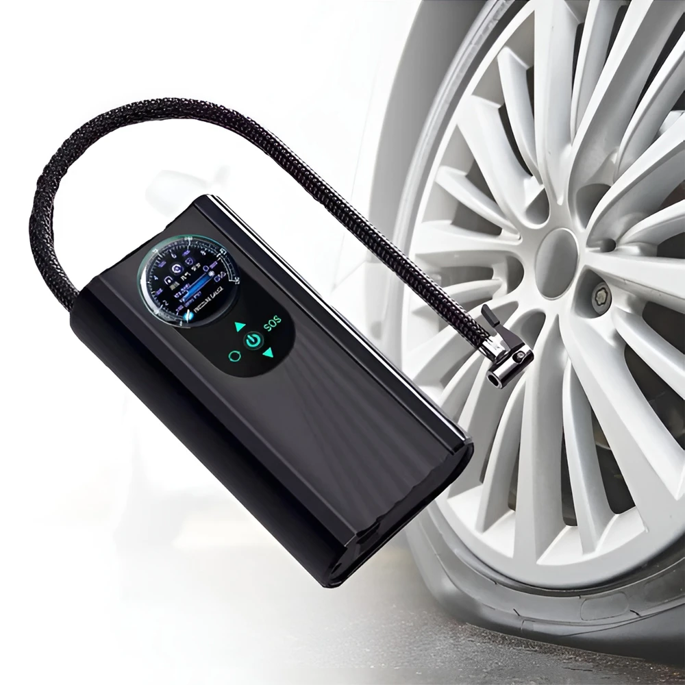Portable car tire inflator - electric air pump, black 2