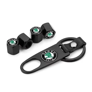 Tyre valve caps with a keychain s