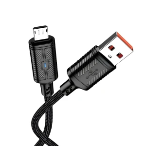 Jokade кабель usb to micro-usb 3a 1.2м с интеллектуальным отключением ja049, черный
