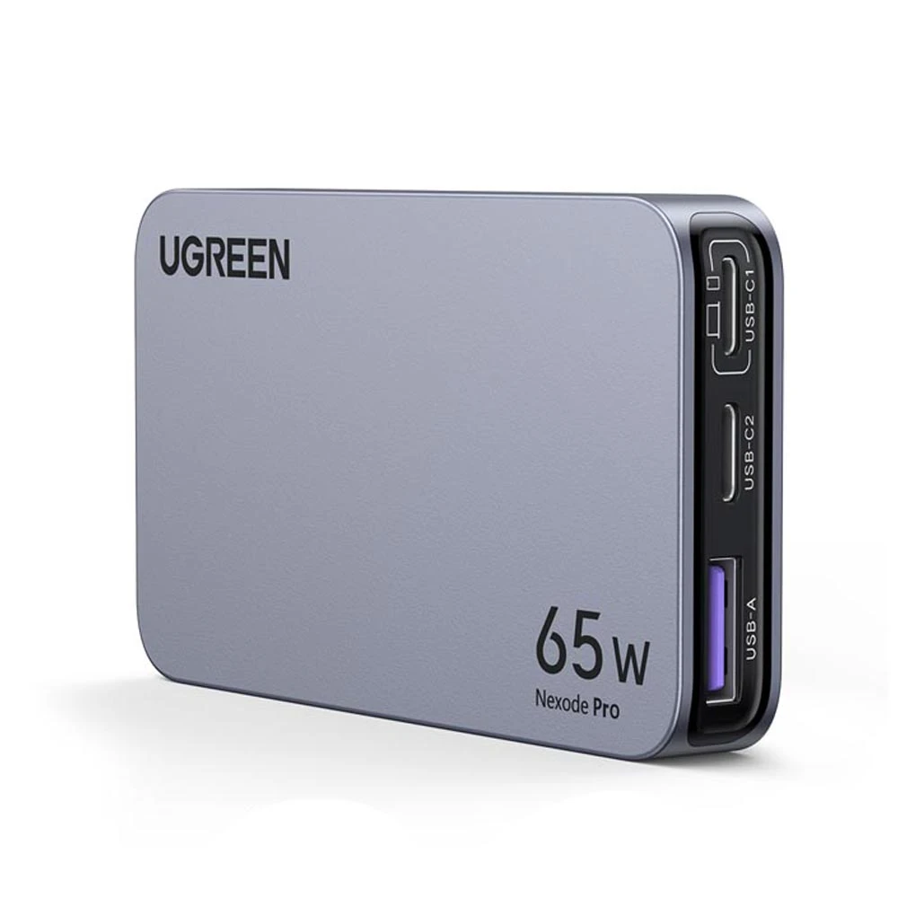 Ugreen nexode pro gan зарядное устройство usb-a+2*usb-c 65w ultra-slim x753, черный 2