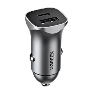 Автомобильное зарядное устройство ugreen 1*usb-a+type-c алюминиевое 3a 30w, серое Thumbnail 3