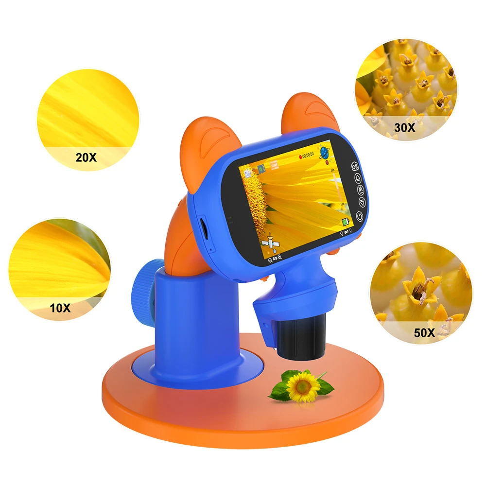 Ausek kids digital microscope 4", 1080p, 2600mah, blue 4
