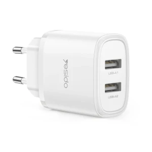 Yesido wall charger 2*usb-a 24w max yc72, white