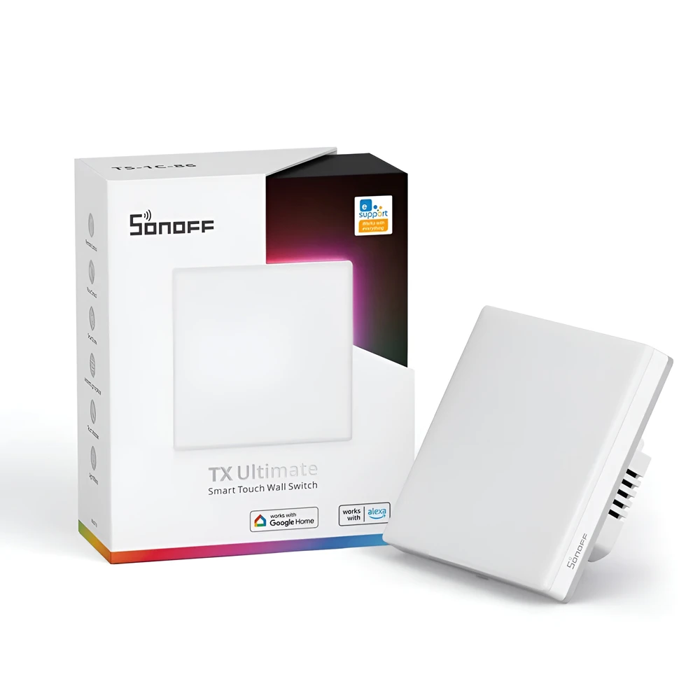Sonoff wi-fi умный сенсорный настенный выключатель tx ultimate 1-клавишный (с нейтральным проводом), белый 3