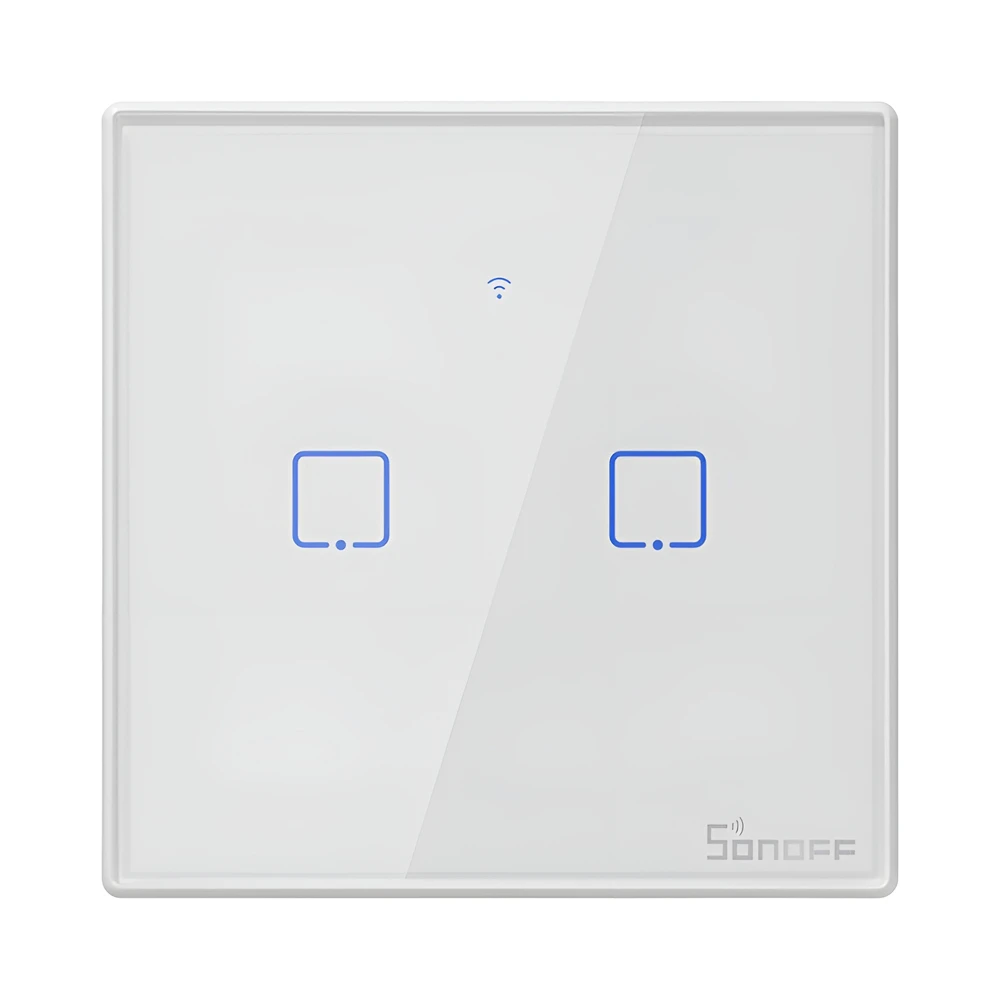Sonoff wi-fi умный сенсорный настенный выключатель tx series 2-клавишный (нейтральный провод), белый 2
