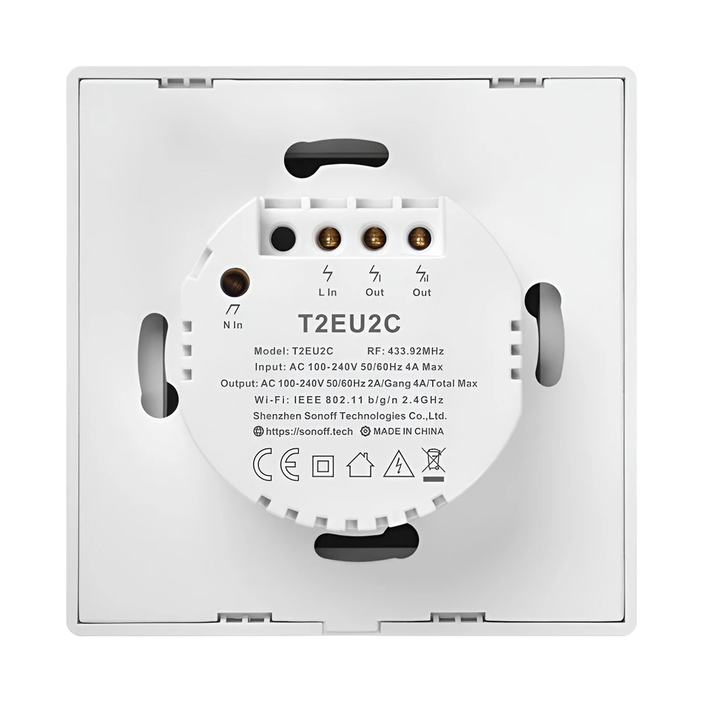 Sonoff wi-fi умный сенсорный настенный выключатель tx series 2-клавишный (нейтральный провод), белый 4