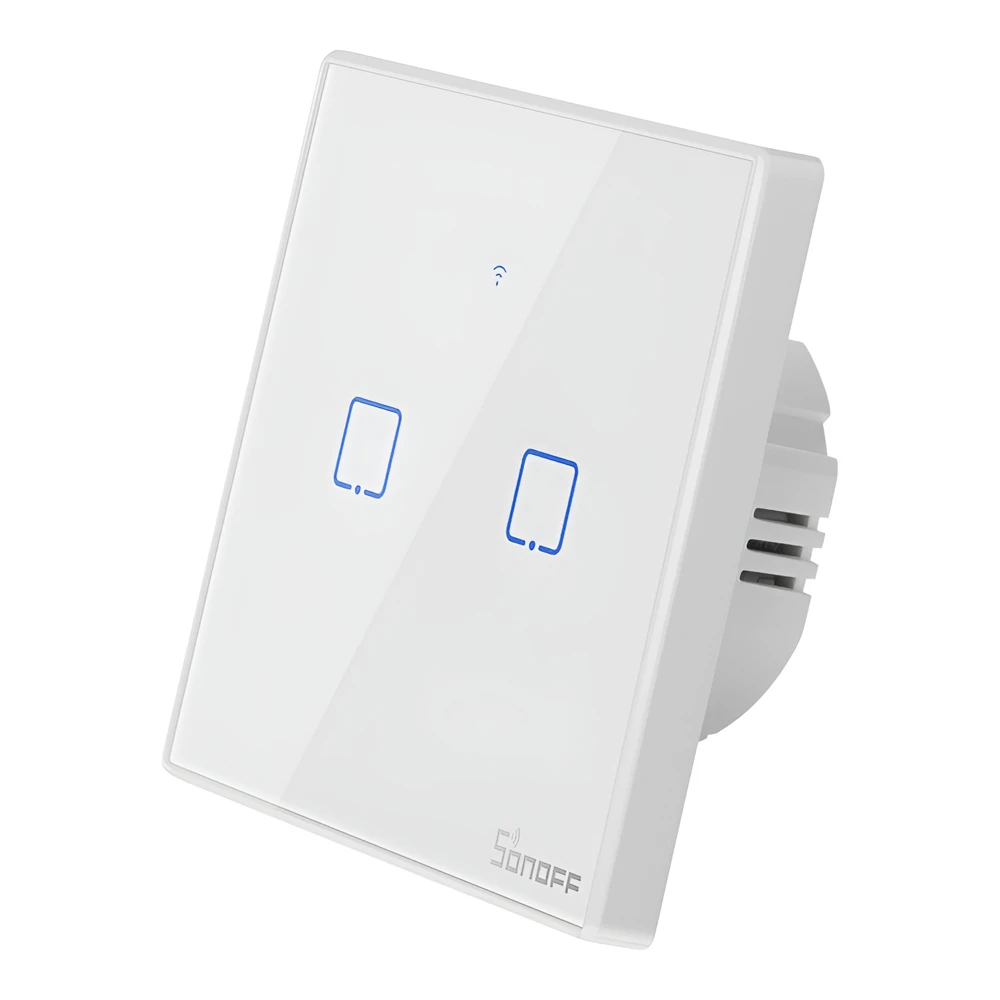 Sonoff wi-fi умный сенсорный настенный выключатель tx series 2-клавишный (нейтральный провод), белый 3