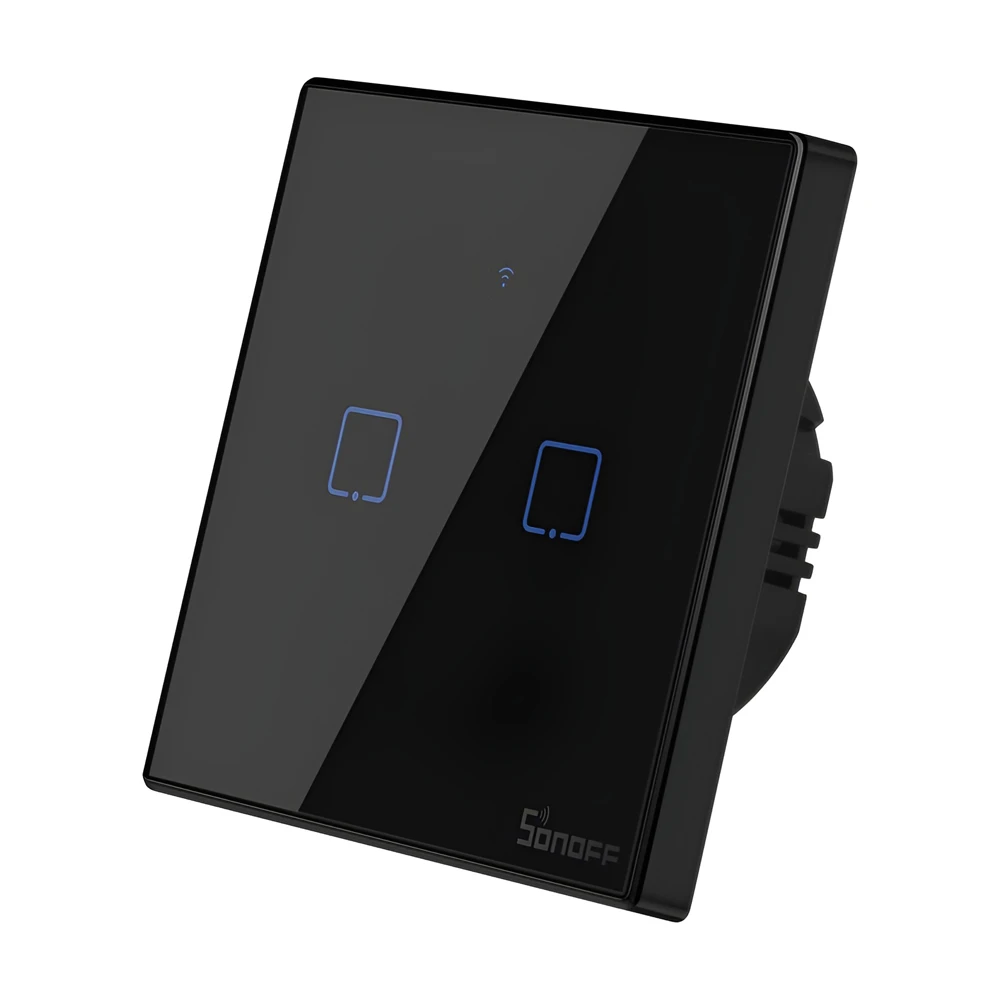 Sonoff wi-fi умный сенсорный настенный выключатель tx series 2-клавишный (нейтральный провод), черный 3