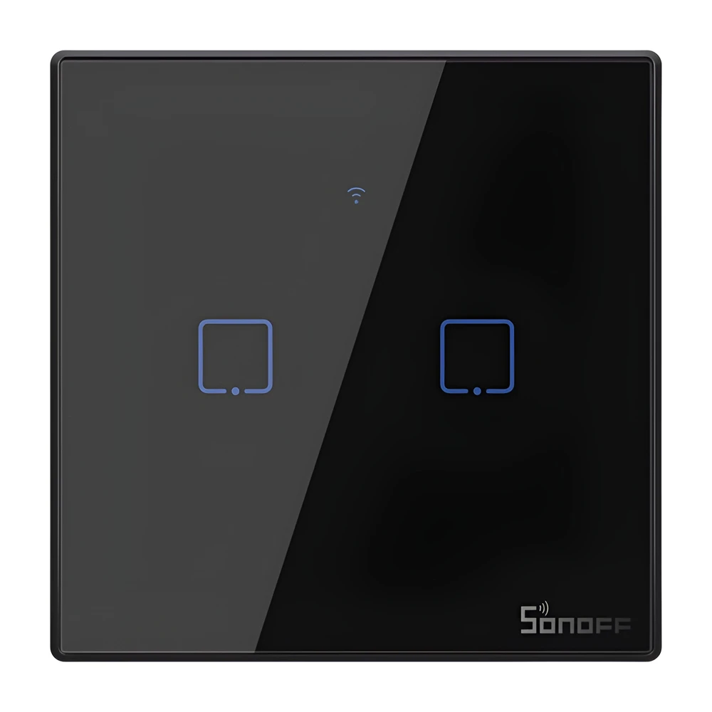 Sonoff wi-fi умный сенсорный настенный выключатель tx series 2-клавишный (нейтральный провод), черный 2
