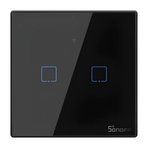 Sonoff wi-fi умный сенсорный настенный выключатель tx series 2-клавишный (нейтральный провод), черный Thumbnail 2