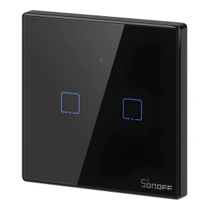Sonoff wi-fi умный сенсорный настенный выключатель tx series 2-клавишный (нейтральный провод), черный